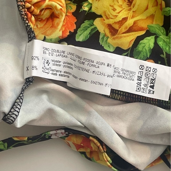 Zara Floral Halter Bodysuit Black Yellow Roses Size S - Picture 9 of 14